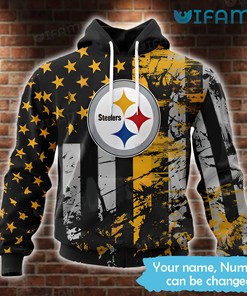 Personalized USA Flag Logo - Steelers All Over Print Hoodie with Customizable Design