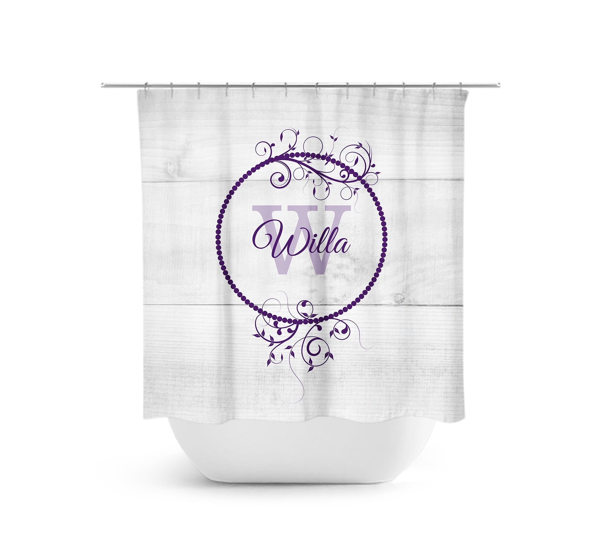 Personalized Vintage Monogram Shower Curtain - Rustic and Farmhouse Design for Bathroom Decor