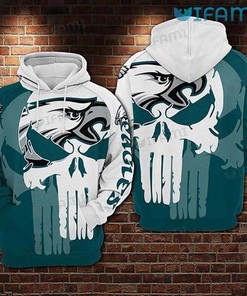 Philadelphia Eagles All Over Print Hoodie with Punisher Skull and Logo Design