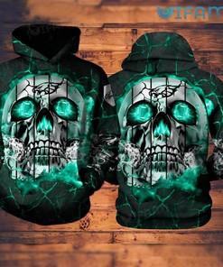 Philadelphia Eagles Blue Neon Skull All-Over Print Hoodie for Men
