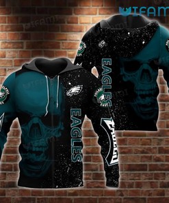 Philadelphia Eagles Hoodie with Skull Galaxy Background All Over Print Design and Logo