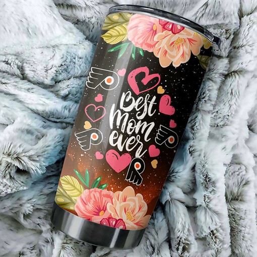 Philadelphia Flyers NHL Tumbler - Best Mom Ever Cool Flower Tumbler with Sports Design for NHL Fanatics - G Fanatics