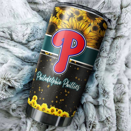 Philadelphia Phillies Beautiful Sunflower Design MLB Tumbler with a Vibrant and MLB Design