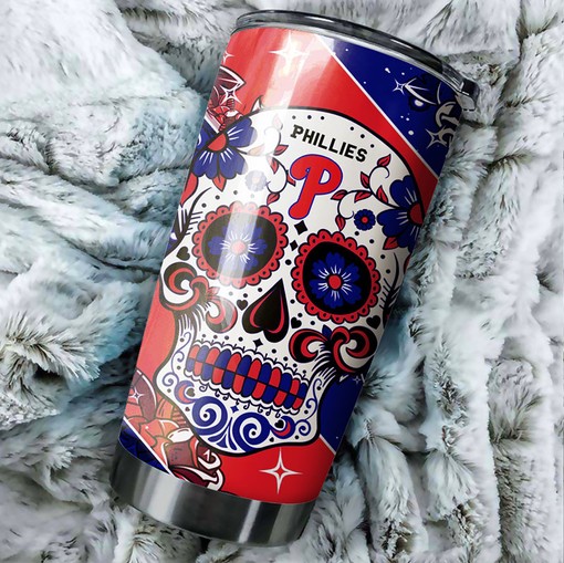 Philadelphia Phillies Bold Twist Skull MLB Tumbler with a Unique and MLB Design - Image 2