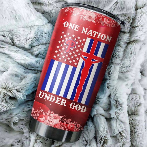 Philadelphia Phillies MLB Tumbler - "One Nation Under God" Design for Baseball Fans with Custom MLB Logo