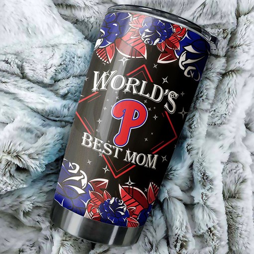 Philadelphia Phillies MLB Tumbler - Personalized World's Best Baseball Mom Gift with MLB Logo