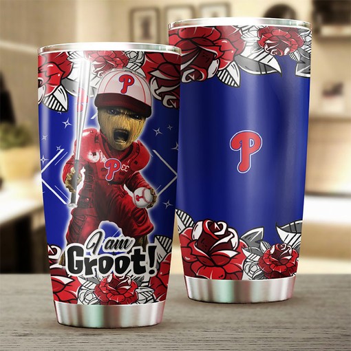 Philadelphia Phillies Marvel and MLB I Am Groot Tumbler with a Personalized and MLB Design - Image 2