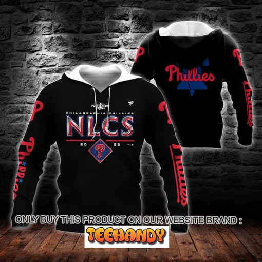 Philadelphia Phillies NLCS 2022 Postseason Black All Over Print 3D Hoodie with Team Logo and Design