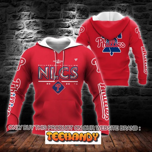 Philadelphia Phillies NLCS 2022 Postseason Red All Over Print 3D Hoodie with Team Logo and Design