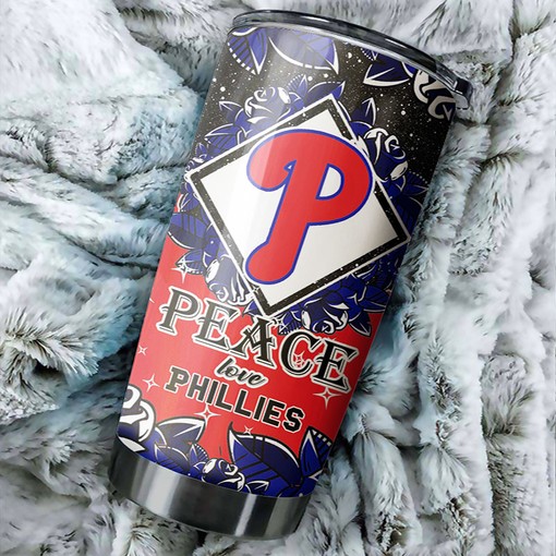 Philadelphia Phillies Peace and Love MLB Tumbler - Personalized Design