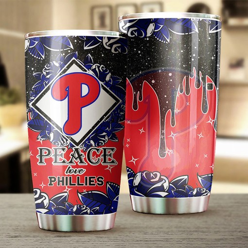 Philadelphia Phillies Peace and Love MLB Tumbler - Personalized Design - Image 2