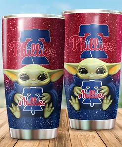 Philadelphia Phillies Star Wars and Baseball Yoda Tumbler for Baseball Fans with a Personalized and MLB Design