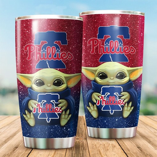 Philadelphia Phillies Star Wars and Baseball Yoda Tumbler for Baseball Fans with a Personalized and MLB Design