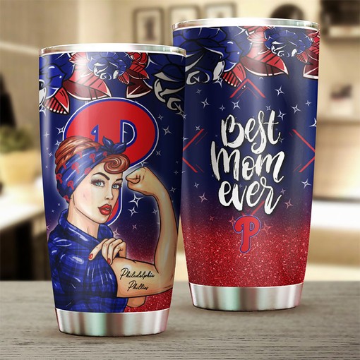 Philadelphia Phillies Strong and Caring Best Moms Ever MLB Tumbler with Personalized Design