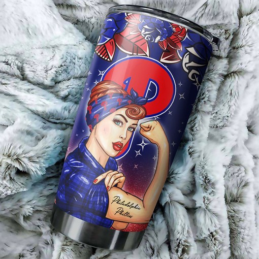 Philadelphia Phillies Strong and Caring Best Moms Ever MLB Tumbler with Personalized Design - Image 2