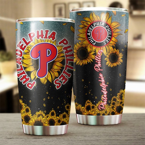 Philadelphia Phillies Sunflower MLB Tumbler with Custom Logo for Personalized Memories