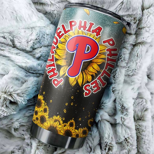 Philadelphia Phillies Sunflower MLB Tumbler with Custom Logo for Personalized Memories - Image 2