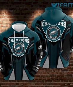 Philly Eagles Champions Logo Green 3D Hoodies with Custom Print