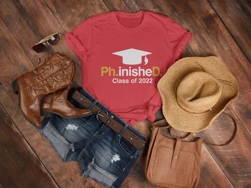 Ph.inishe.d PhD Finished Pun Unisex Shirt, Graduation Gift, Dissertation Tee, Doctorate Gift, PHD 2021 - Image 3