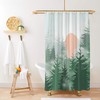 Pine Forest Moon Landscape Shower Curtain | Trees Nature Print | Bathroom Decor