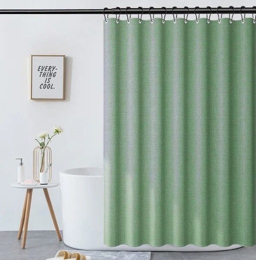 Pine Tree Green Linen-textured Disney Shower Curtain, Waterproof Extra Heavy Curtain with Salie Groen Design