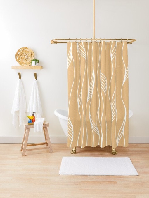 Pink Abstract Art Shower Curtain with Trendy Artistic Design and Extra-Durable Waterproof Material for Bathroom - Image 3
