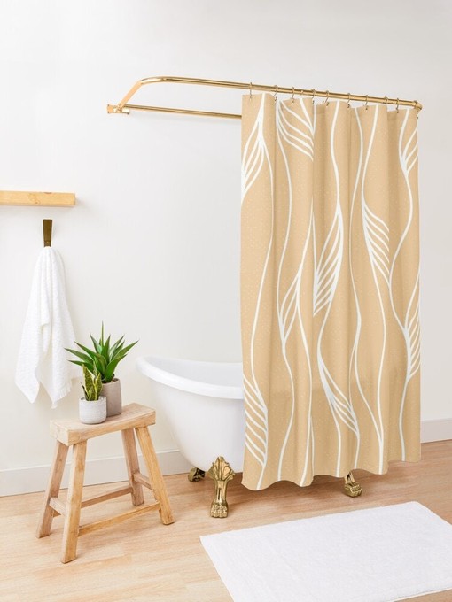 Pink Abstract Art Shower Curtain with Trendy Artistic Design and Extra-Durable Waterproof Material for Bathroom - Image 4