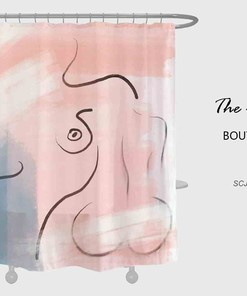 Pink Abstract Body Shower Curtain, Waterproof with Hooks, Custom Sizes Available for Girls Bathroom