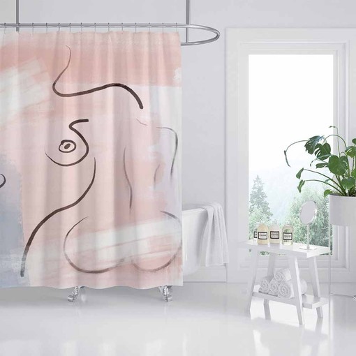 Pink Abstract Body Shower Curtain, Waterproof with Hooks, Custom Sizes Available for Girls Bathroom - Image 2