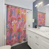 Pink Boho Mushroom Shower Curtain | Retro Gothic Forest Bath Decor | Kids Bathroom Shower Curtains