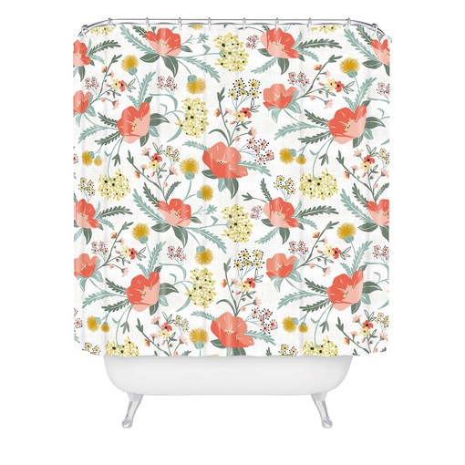 Pink Botanical Boho Shower Curtain, Feminine Touch to Your Bathroom, Floral Bath Decor - Image 2