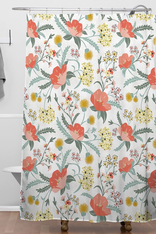 Pink Botanical Boho Shower Curtain, Feminine Touch to Your Bathroom, Floral Bath Decor - Image 3