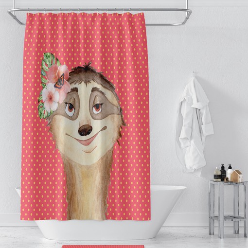 Pink Coral Sloth Disney Shower Curtain Set with Optional Accessories - Image 2