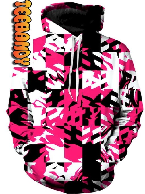 Pink Digital Unisex Digital All Over Print 3D Hoodie with Design