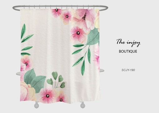 Pink Floral Shower Curtain, Customizable Size, Minimalist Bathroom Decor