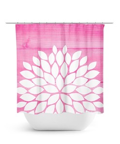 Pink Flower Boho Farmhouse Shower Curtain - Perfect for a Girly Bathroom
