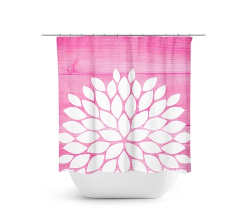 Pink Flower Boho Farmhouse Shower Curtain - Perfect for a Girly Bathroom