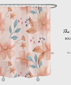 Pink Flowers Shower Curtain with Floral Plant Home Decor for Your Bathroom