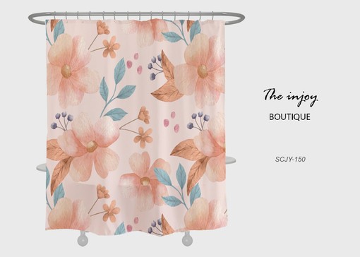 Pink Flowers Shower Curtain with Floral Plant Home Decor for Your Bathroom