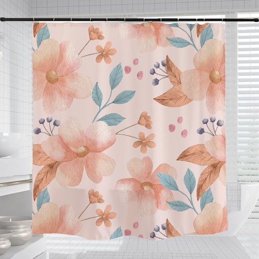 Pink Flowers Shower Curtain with Floral Plant Home Decor for Your Bathroom - Image 3