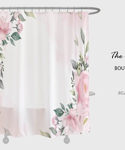 Pink Flowers Shower Curtain with Waterproof Washable Material for Your Bathroom