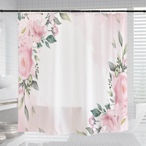 Pink Flowers Shower Curtain with Waterproof Washable Material for Your Bathroom - Image 3