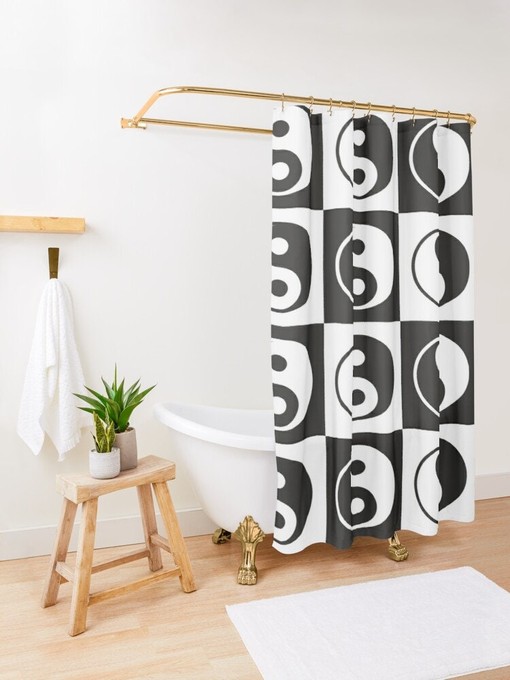 Pink Heart Shapes Abstract Shower Curtain with Unique Eco-Friendly Material and Waterproof Design for Decoration - Image 3