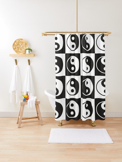 Pink Heart Shapes Abstract Shower Curtain with Unique Eco-Friendly Material and Waterproof Design for Decoration - Image 4