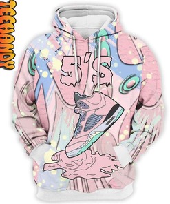 Pink Shoes Dripping All Over Print 3D Hoodie with Retro Easter Vibes