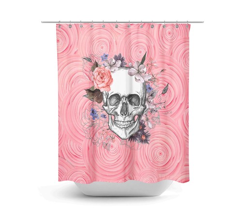 Pink Sugar Skull Shower Curtain with Gothic Bathroom Decor for Feminine Edge - Image 2