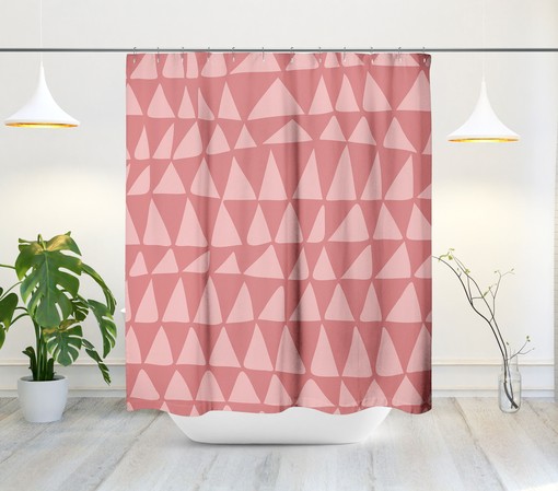 Pink Triangle Mid Century Modern Shower Curtain - Extra Long for Contemporary Bath Decor - Image 2