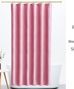 Pink Velvet Shower Curtain, Extra Heavy Waterproof Velvet Curtain, Retro Bathroom Decor