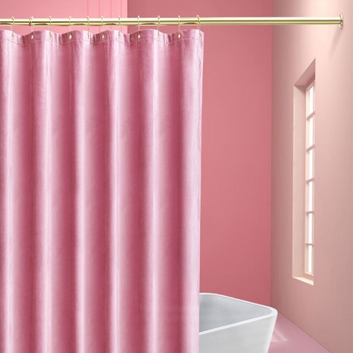 Pink Velvet Shower Curtain, Extra Heavy Waterproof Velvet Curtain, Retro Bathroom Decor - Image 2