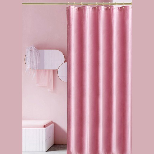 Pink Velvet Shower Curtain, Extra Heavy Waterproof Velvet Curtain, Retro Bathroom Decor - Image 3